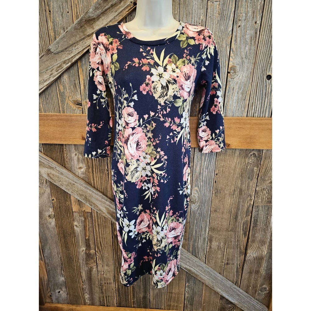 Vibe floral stretch dress comfort casual size medium long length